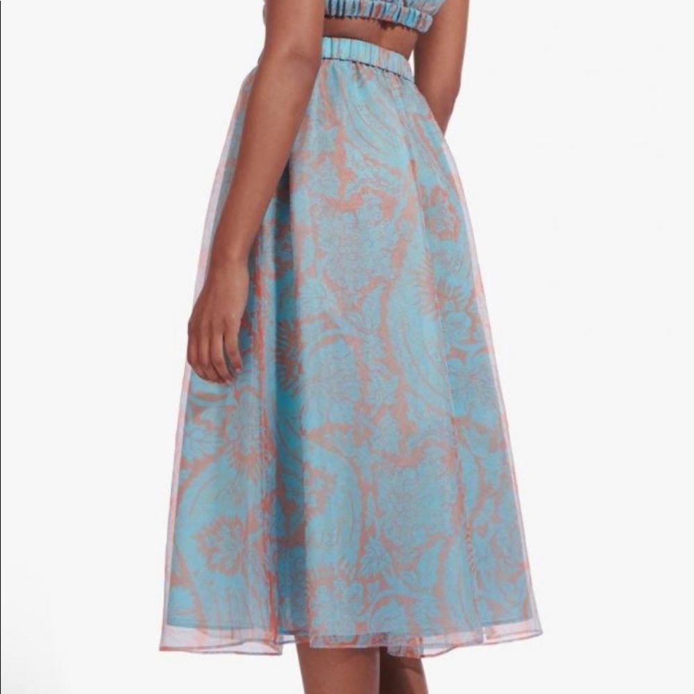 STAUD OUTFIT - FRIEZE TOP & MATTIA SKIRT in FLORAL WAVE TURQUOISE - Picture 6 of 6
